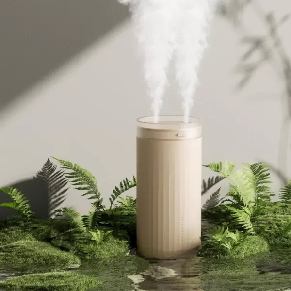 JISULIFE Small Humidifier 500ml Portable Mini Humidifier Personal Cool Mist Humidifiers for Bedroom Quiet Dual Mist Ports Auto ShutOff Gifts for Men Women Mom Dad BrownBrown