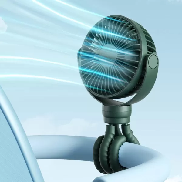 JISULIFE Stroller Fan Baby Fan 4000mAh Battery Operated with 4 Speeds Rechargeable 720Rotatable Clip on for Baby CarseatCribGolf CartTreadmill GreenGreen
