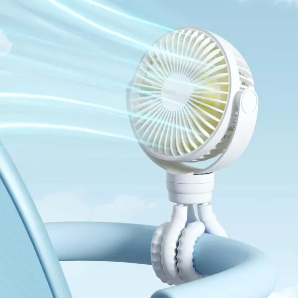 JISULIFE Stroller Fan Baby Fan 4000mAh Battery Operated with 4 Speeds Rechargeable 720Rotatable Clip on for Baby CarseatCribGolf CartTreadmill GreenWhite