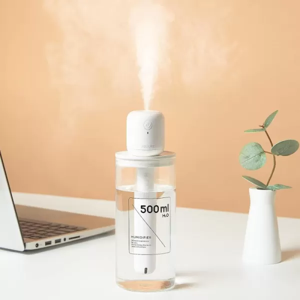 Mini Portable Humidifiers Max 14Hrs Travel Personal Battery Operated Humidifier with Container Diversity Auto ShutOff UltraQuiet USB Rechargeable Humidifier for TravelCarBedroomOfficePlantsWhite