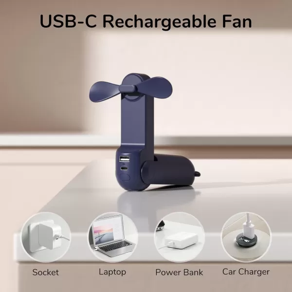 JISULIFE Handheld Mini Fan 3 IN 1 Hand Fan USB Rechargeable Small Pocket Fan 1219 Working Hours with Power Bank Flashlight Portable Fan for TravelSummerConcertsLash Gifts for WomenPinkBlue