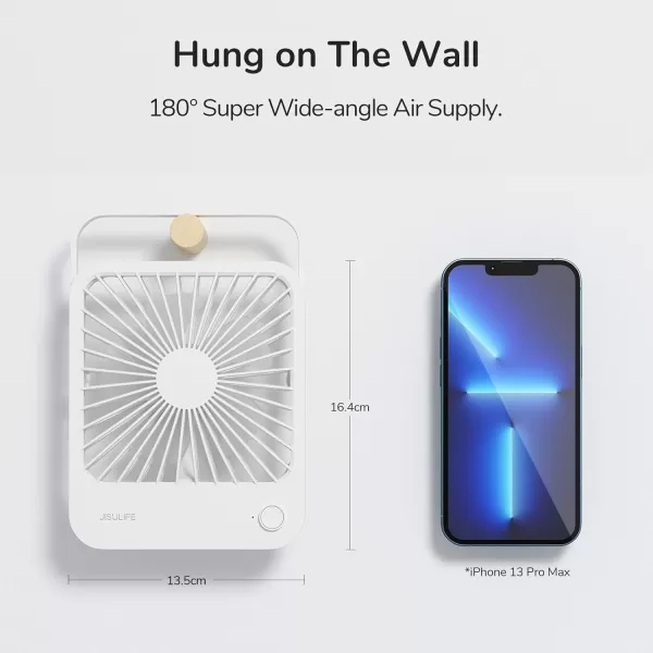 JISULIFE Small Desk Fan Battery Operated Small Fan180 Foldable Portable Fan 4 Speeds Adjustable Ultra Quiet for Home Office Travel OutdoorWhiteWhite