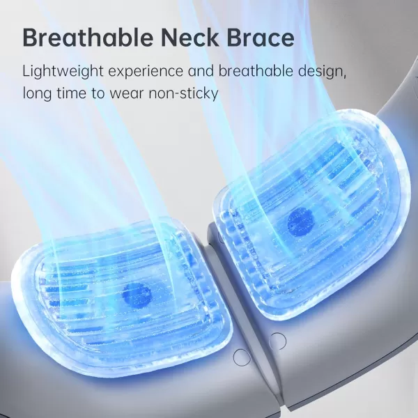 imageJISULIFE Portable Neck Fan Upgraded 100 Speeds Personal Bladeless Fan Wearable Fan with Neck Brace LED Display 5000mAh Rechargeable Battery Operated Fashionable Gifts for Women MenGrey