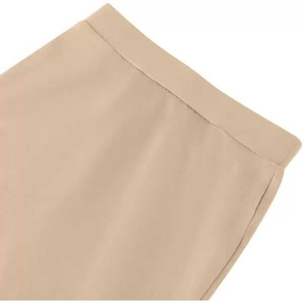 Noomelfish Girls 2 Pack Knee Length Pencil Skirts Plain Stretch Cotton Modest Skirt 514 YearsBlackKhaki