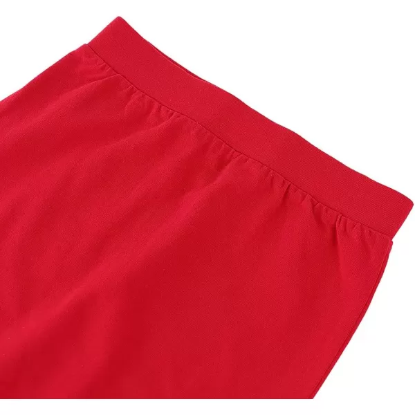 Noomelfish Girls 2 Pack Knee Length Pencil Skirts Plain Stretch Cotton Modest Skirt 514 YearsBlackRed