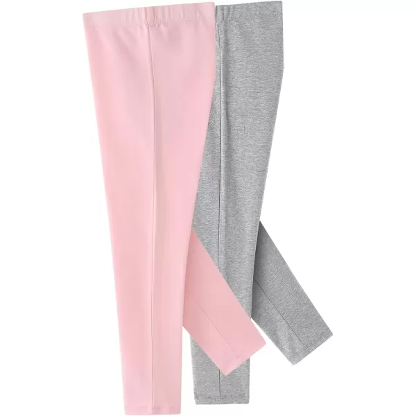 Noomelfish Girls 2Pack Classic Cotton Full Length Leggings 212 YearsGrayPink