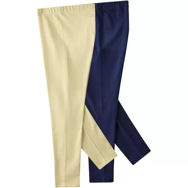 Noomelfish Girls 2Pack Classic Cotton Full Length Leggings 212 YearsNavyKhaki