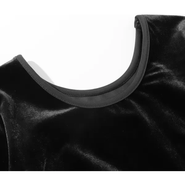 Noomelfish Girls 34 Sleeve Velvet Twirly Dress Casual Skater Dresses with Pockets 412 YearsBlack