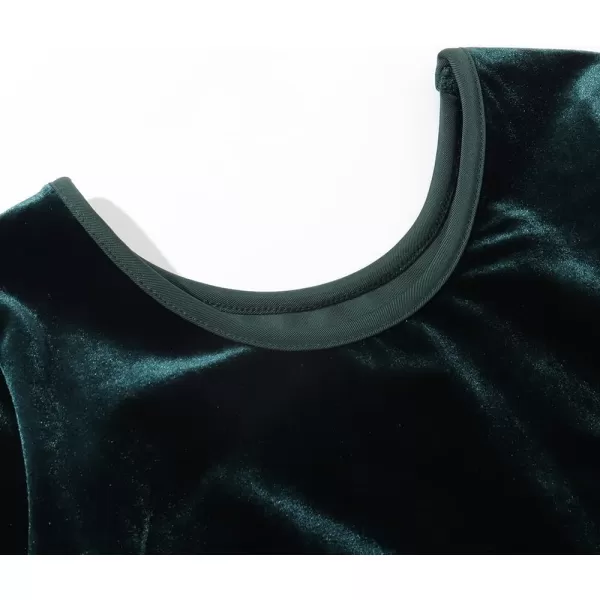Noomelfish Girls 34 Sleeve Velvet Twirly Dress Casual Skater Dresses with Pockets 412 YearsDark Green