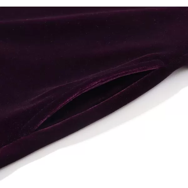 Noomelfish Girls 34 Sleeve Velvet Twirly Dress Casual Skater Dresses with Pockets 412 YearsDark Purple