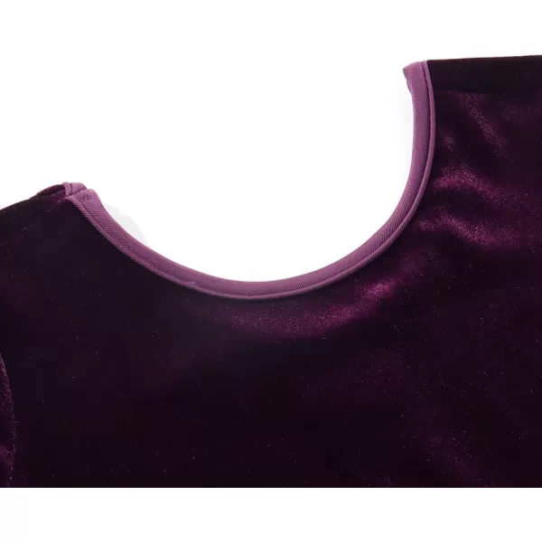 Noomelfish Girls 34 Sleeve Velvet Twirly Dress Casual Skater Dresses with Pockets 412 YearsDark Purple