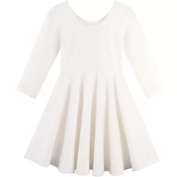 Noomelfish Girls 34 Sleeve Velvet Twirly Dress Casual Skater Dresses with Pockets 412 YearsWhite
