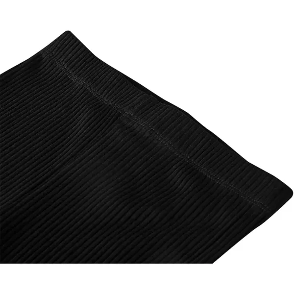 Noomelfish Girls Basic Ribbed Leggings Kids Cotton Kint Footless Full Length Tights Pants 214 YearsBlack