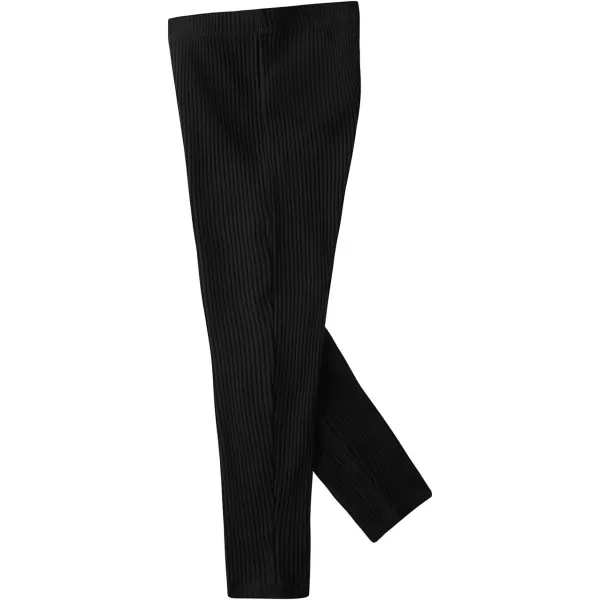 Noomelfish Girls Basic Ribbed Leggings Kids Cotton Kint Footless Full Length Tights Pants 214 YearsBlack