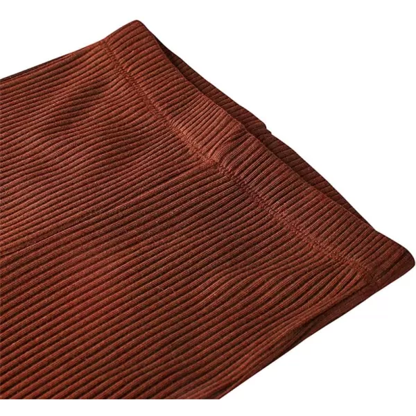 Noomelfish Girls Basic Ribbed Leggings Kids Cotton Kint Footless Full Length Tights Pants 214 YearsBrown