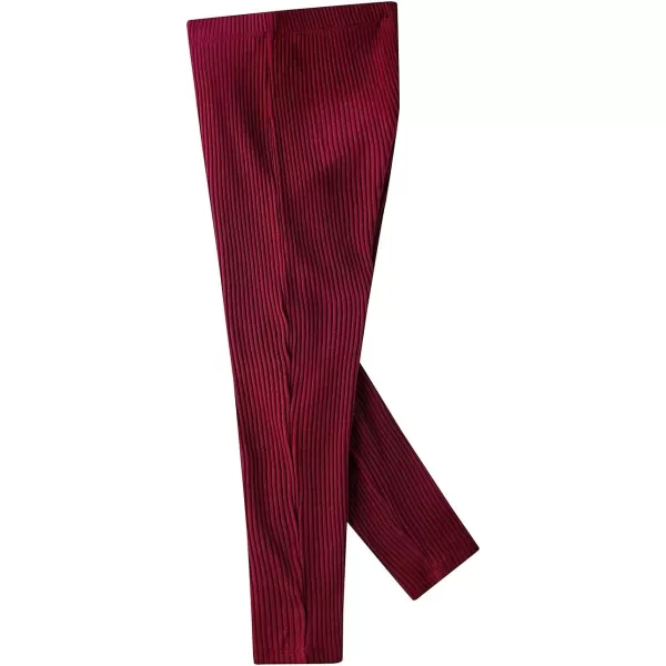 Noomelfish Girls Basic Ribbed Leggings Kids Cotton Kint Footless Full Length Tights Pants 214 YearsBurgundy