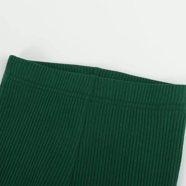 Noomelfish Girls Basic Ribbed Leggings Kids Cotton Kint Footless Full Length Tights Pants 214 YearsDark Green