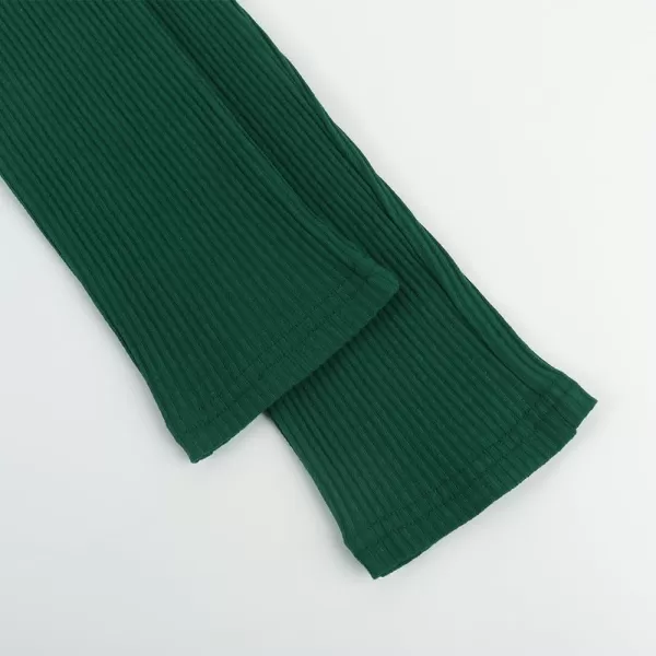 Noomelfish Girls Basic Ribbed Leggings Kids Cotton Kint Footless Full Length Tights Pants 214 YearsDark Green