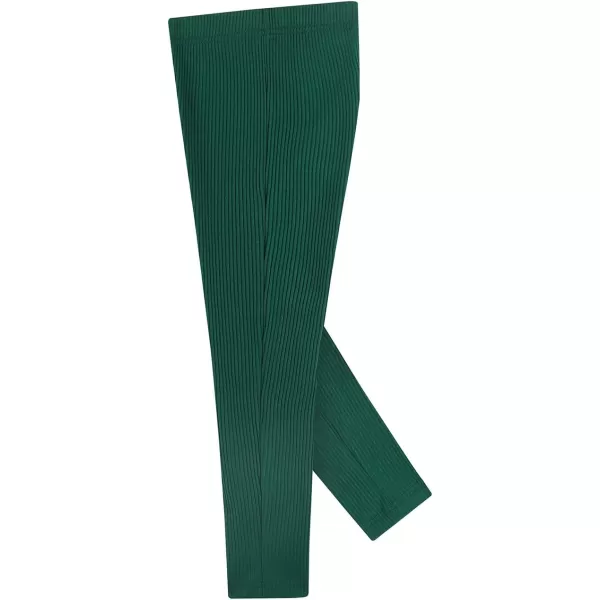 Noomelfish Girls Basic Ribbed Leggings Kids Cotton Kint Footless Full Length Tights Pants 214 YearsDark Green