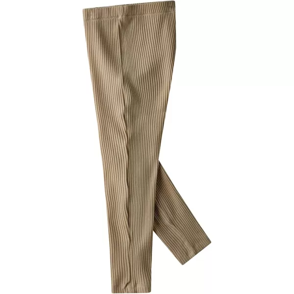 Noomelfish Girls Basic Ribbed Leggings Kids Cotton Kint Footless Full Length Tights Pants 214 YearsDark Khaki
