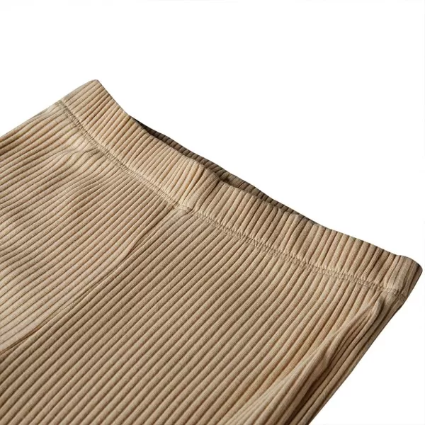 Noomelfish Girls Basic Ribbed Leggings Kids Cotton Kint Footless Full Length Tights Pants 214 YearsDark Khaki