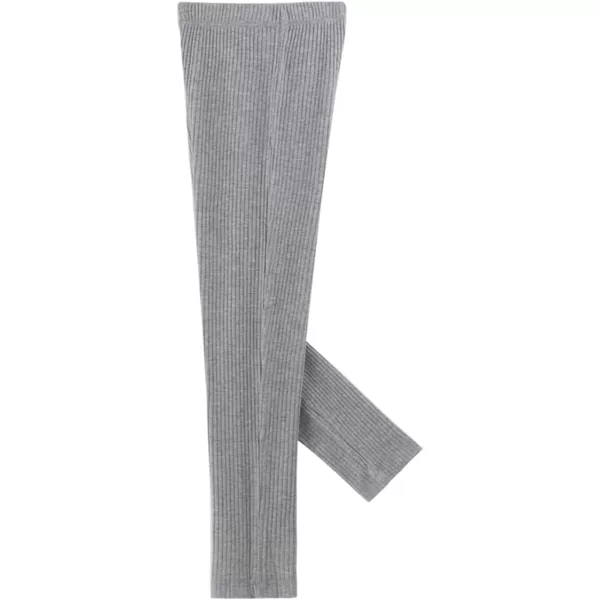 Noomelfish Girls Basic Ribbed Leggings Kids Cotton Kint Footless Full Length Tights Pants 214 YearsGray