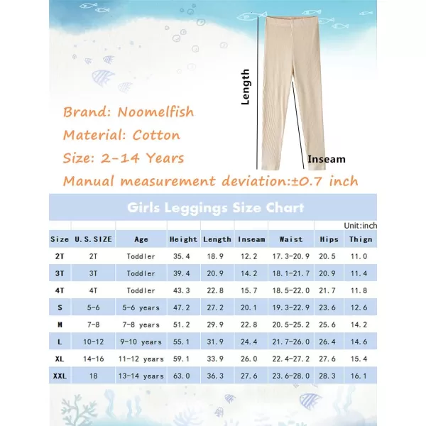 Noomelfish Girls Basic Ribbed Leggings Kids Cotton Kint Footless Full Length Tights Pants 214 YearsGray