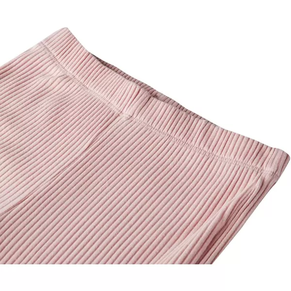 Noomelfish Girls Basic Ribbed Leggings Kids Cotton Kint Footless Full Length Tights Pants 214 YearsLight Pink