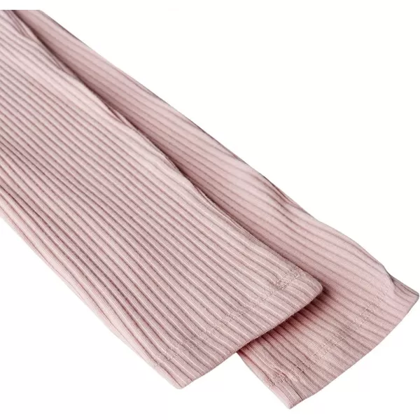 Noomelfish Girls Basic Ribbed Leggings Kids Cotton Kint Footless Full Length Tights Pants 214 YearsLight Pink