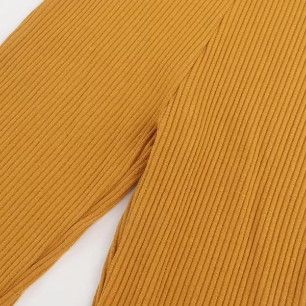 Noomelfish Girls Basic Ribbed Leggings Kids Cotton Kint Footless Full Length Tights Pants 214 YearsMustard Yellow