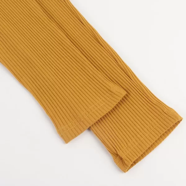 Noomelfish Girls Basic Ribbed Leggings Kids Cotton Kint Footless Full Length Tights Pants 214 YearsMustard Yellow