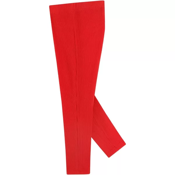 Noomelfish Girls Basic Ribbed Leggings Kids Cotton Kint Footless Full Length Tights Pants 214 YearsRed