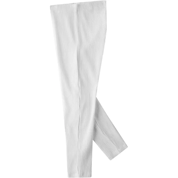 Noomelfish Girls Basic Ribbed Leggings Kids Cotton Kint Footless Full Length Tights Pants 214 YearsWhite