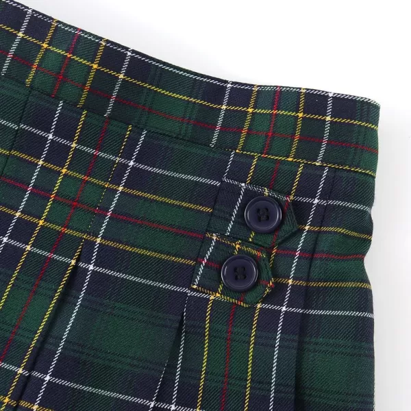Noomelfish Girls Button Pleated Scooter Skirt School Uniform Skort 512 YearsGreen Plaid