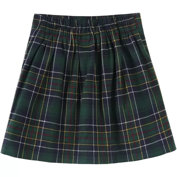 Noomelfish Girls Button Pleated Scooter Skirt School Uniform Skort 512 YearsGreen Plaid