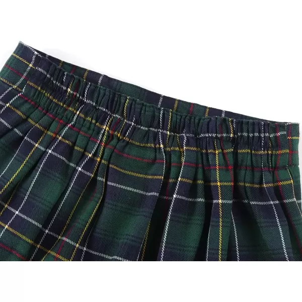 Noomelfish Girls Button Pleated Scooter Skirt School Uniform Skort 512 YearsGreen Plaid
