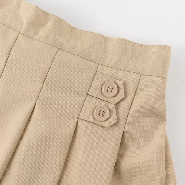 Noomelfish Girls Button Pleated Scooter Skirt School Uniform Skort 512 YearsKhaki