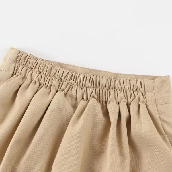 Noomelfish Girls Button Pleated Scooter Skirt School Uniform Skort 512 YearsKhaki
