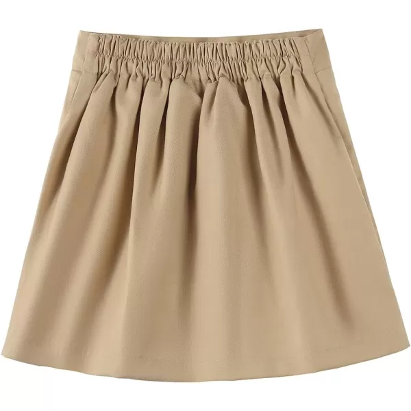Noomelfish Girls Button Pleated Scooter Skirt School Uniform Skort 512 YearsKhaki
