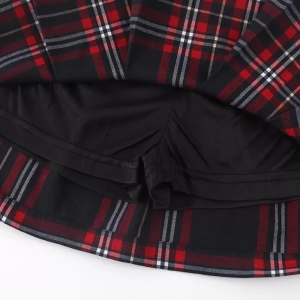Noomelfish Girls Button Pleated Scooter Skirt School Uniform Skort 512 YearsRed Plaid