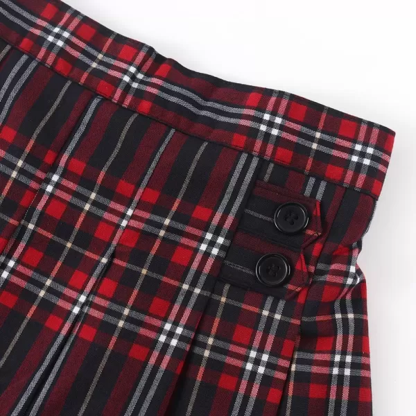 Noomelfish Girls Button Pleated Scooter Skirt School Uniform Skort 512 YearsRed Plaid