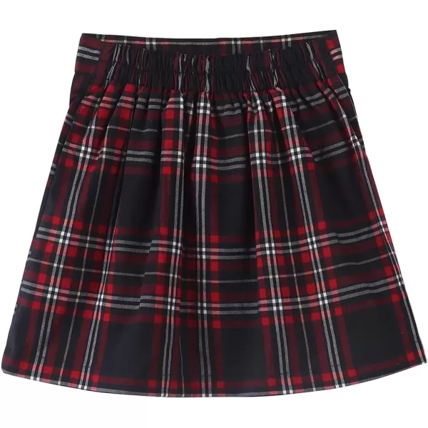 Noomelfish Girls Button Pleated Scooter Skirt School Uniform Skort 512 YearsRed Plaid