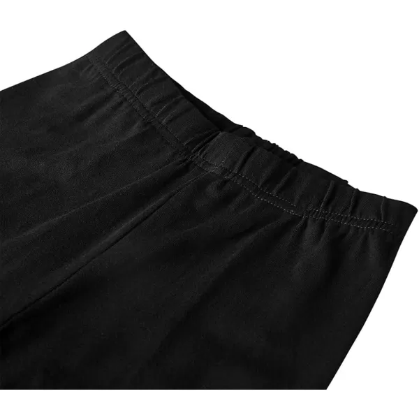 Noomelfish Girls Cotton Bow Stretch Leggings Kids Soft Ankle Length Tights Pants 412 YearsBlack