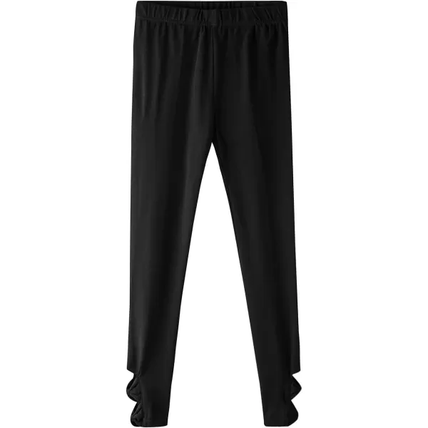 Noomelfish Girls Cotton Bow Stretch Leggings Kids Soft Ankle Length Tights Pants 412 YearsBlack