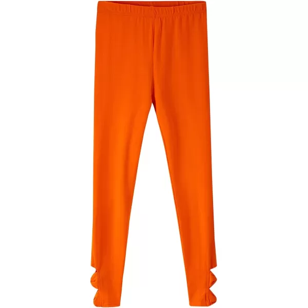 Noomelfish Girls Cotton Bow Stretch Leggings Kids Soft Ankle Length Tights Pants 412 YearsOrange