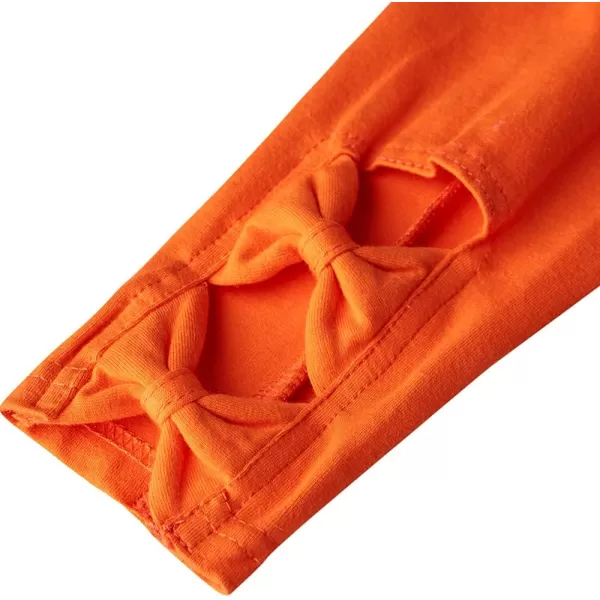 Noomelfish Girls Cotton Bow Stretch Leggings Kids Soft Ankle Length Tights Pants 412 YearsOrange