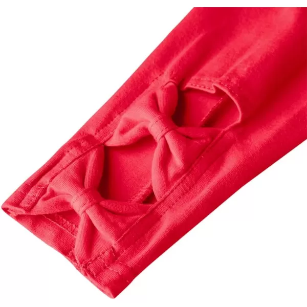 Noomelfish Girls Cotton Bow Stretch Leggings Kids Soft Ankle Length Tights Pants 412 YearsRed