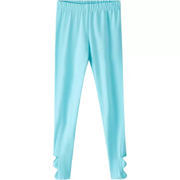 Noomelfish Girls Cotton Bow Stretch Leggings Kids Soft Ankle Length Tights Pants 412 YearsTurquoise
