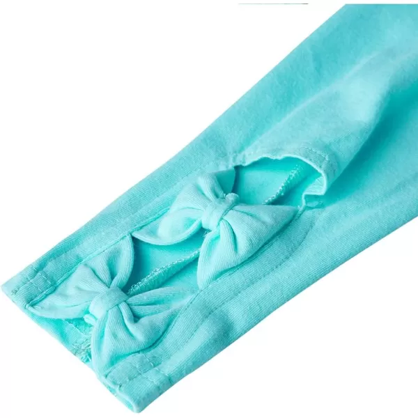 Noomelfish Girls Cotton Bow Stretch Leggings Kids Soft Ankle Length Tights Pants 412 YearsTurquoise