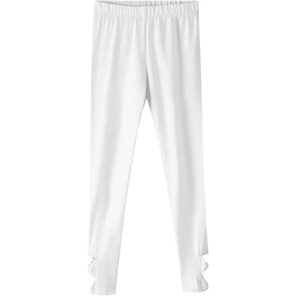 Noomelfish Girls Cotton Bow Stretch Leggings Kids Soft Ankle Length Tights Pants 412 YearsWhite